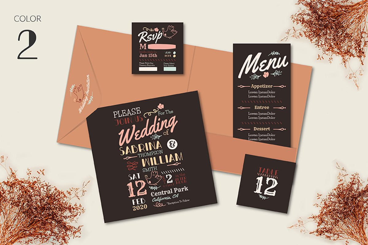 Lettering Wedding Invitation, an Invitation Template by Lyllopop (Photo 4 of 4)