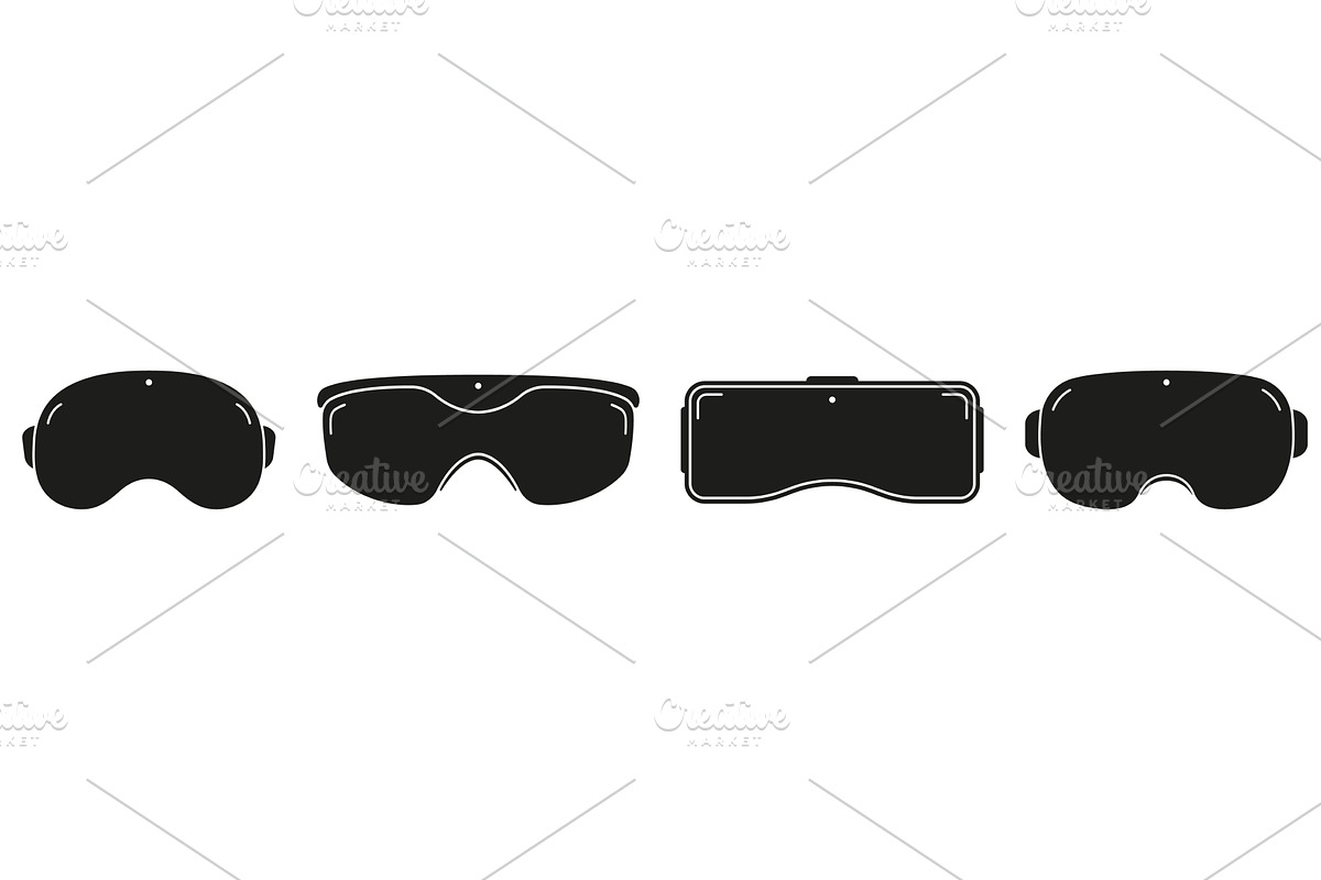 VR Glasses Silhouette Icon Set, a Technology Illustration by Vector Creator