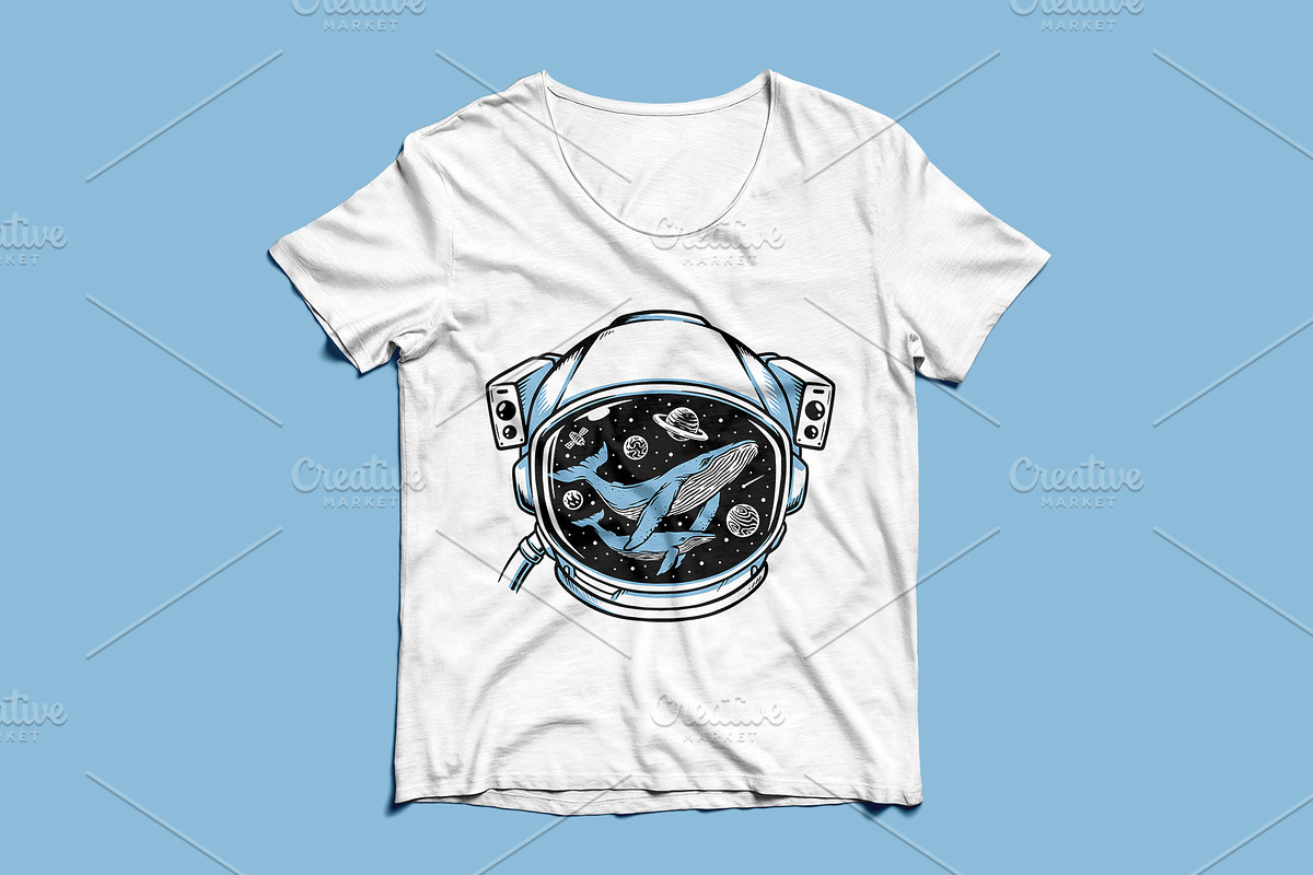 whale in astronaut helmet, an Animal Illustration by gunaonedesign (Photo 4 of 4)