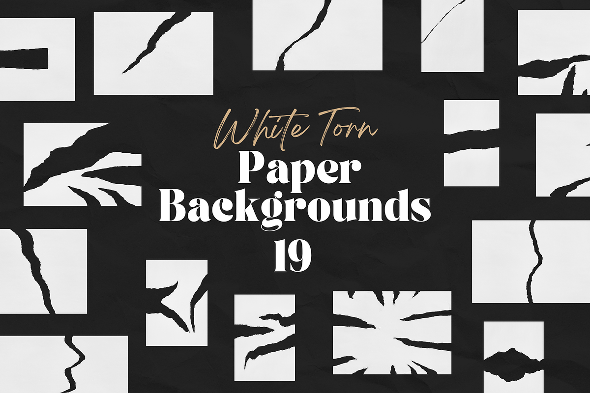 19 White Ripped Paper Backgrounds, a Background Graphic by Ksuview