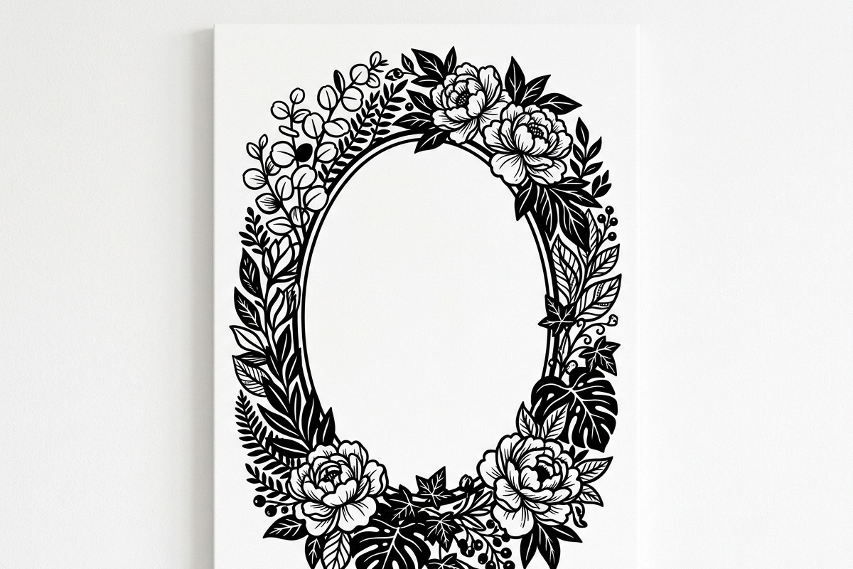 50 Elegant Floral Oval Mirror Frame, a Decorative Illustration by Amazin_art (Photo 6 of 40)