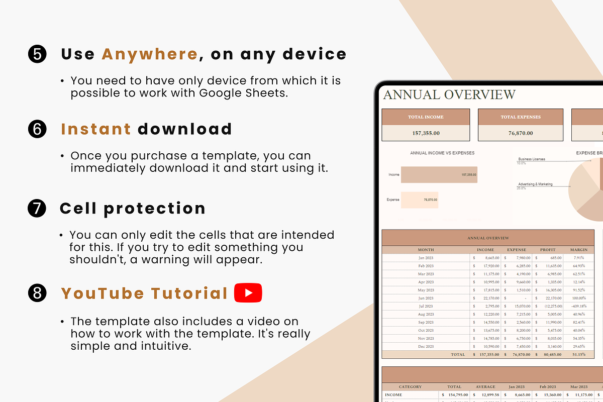Bookkeeping Spreadsheet Template, a Templates & Theme by MondaySpark (Photo 8 of 8)