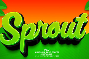 Sprout PSD 3d Editable Text Effect