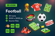 20 Football 3D Icon Set, an Object 3D Model by Bilicube Studio (Thumbnail 1 of 6)