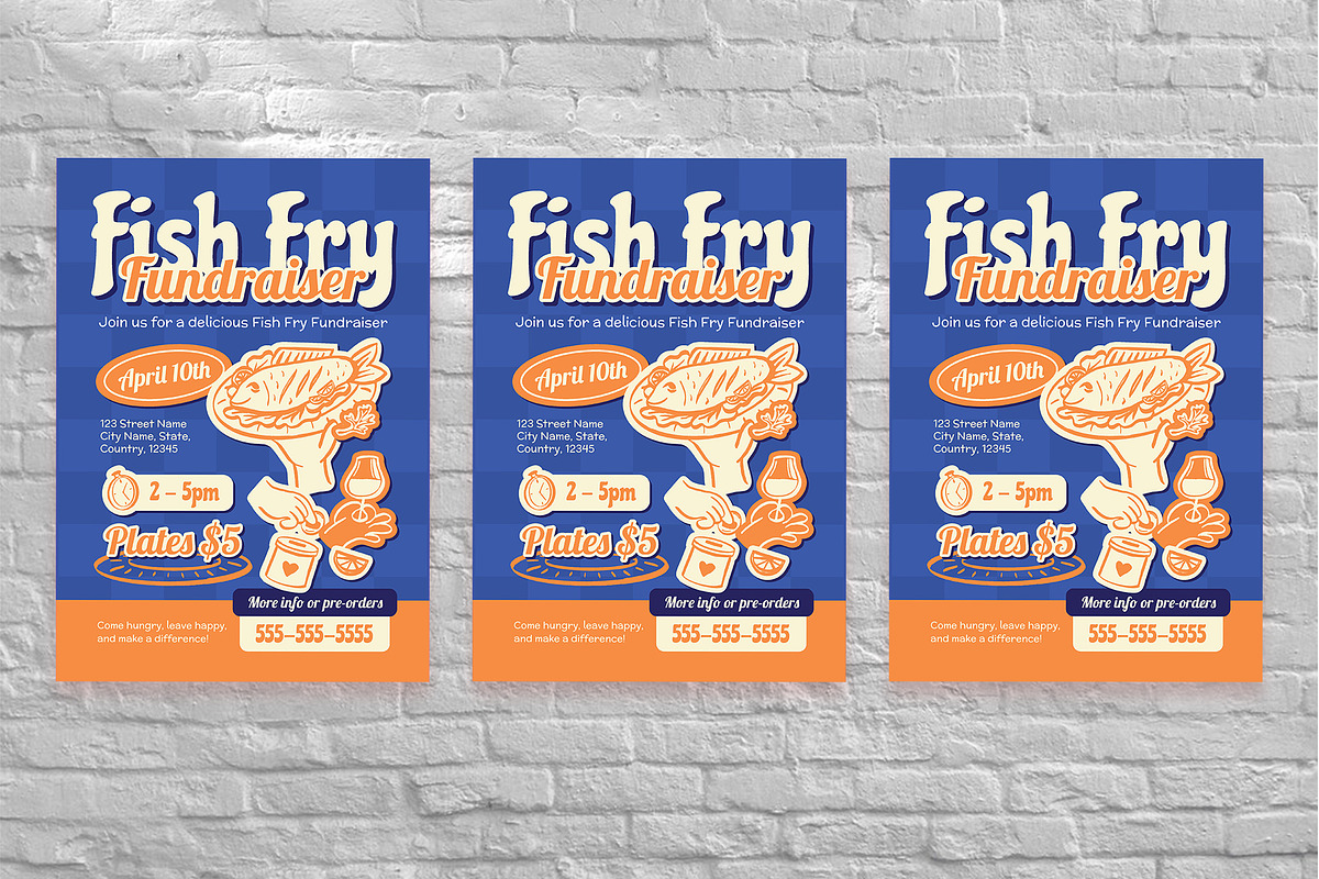 Quirky Fish Fry Fundraiser Flyer Set, a Flyer Template by Aiyari Graphic (Photo 3 of 3)