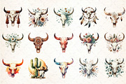 Western Desert Cow Skull Boho, an Illustration by DreamCafeArt (Thumbnail 2 of 5)