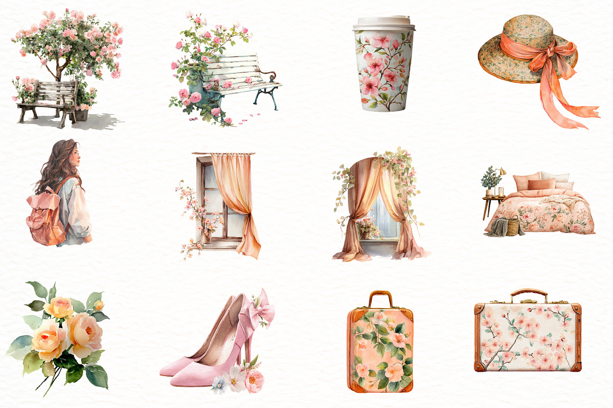 Watercolor Summer Planner Clipart, an Illustration by Designworld (Photo 2 of 5)