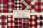 Rooster Farmhouse - Red Plaid, a Texture Illustration by DreamPrint404 (Thumbnail 1 of 4)