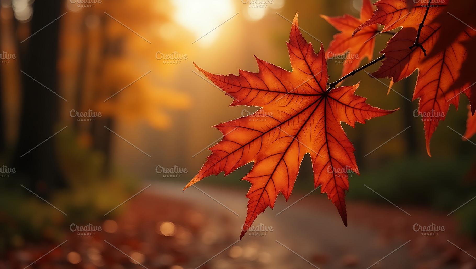 Golden autumn sunlight illuminates, a Background Photo by Artonix