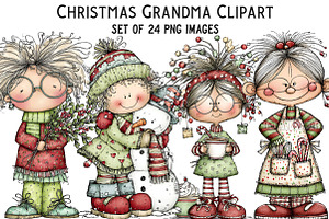 Christmas Grandma Clipart, an Illustration by Craft Nest