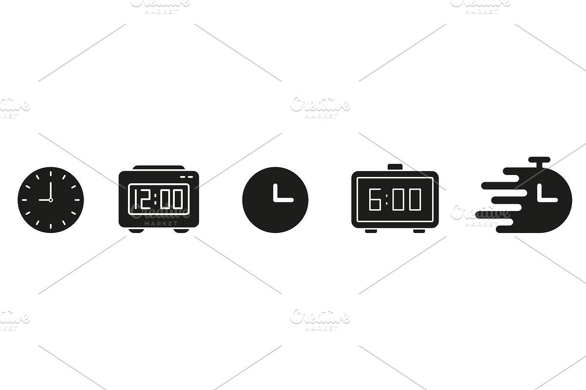 Time Management Solid Icon Set, an Object Illustration by Gentle Studio