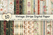 Vintage Stripe Digital Paper Pack, a Pattern Graphic by FloridPrintables (Thumbnail 1 of 9)