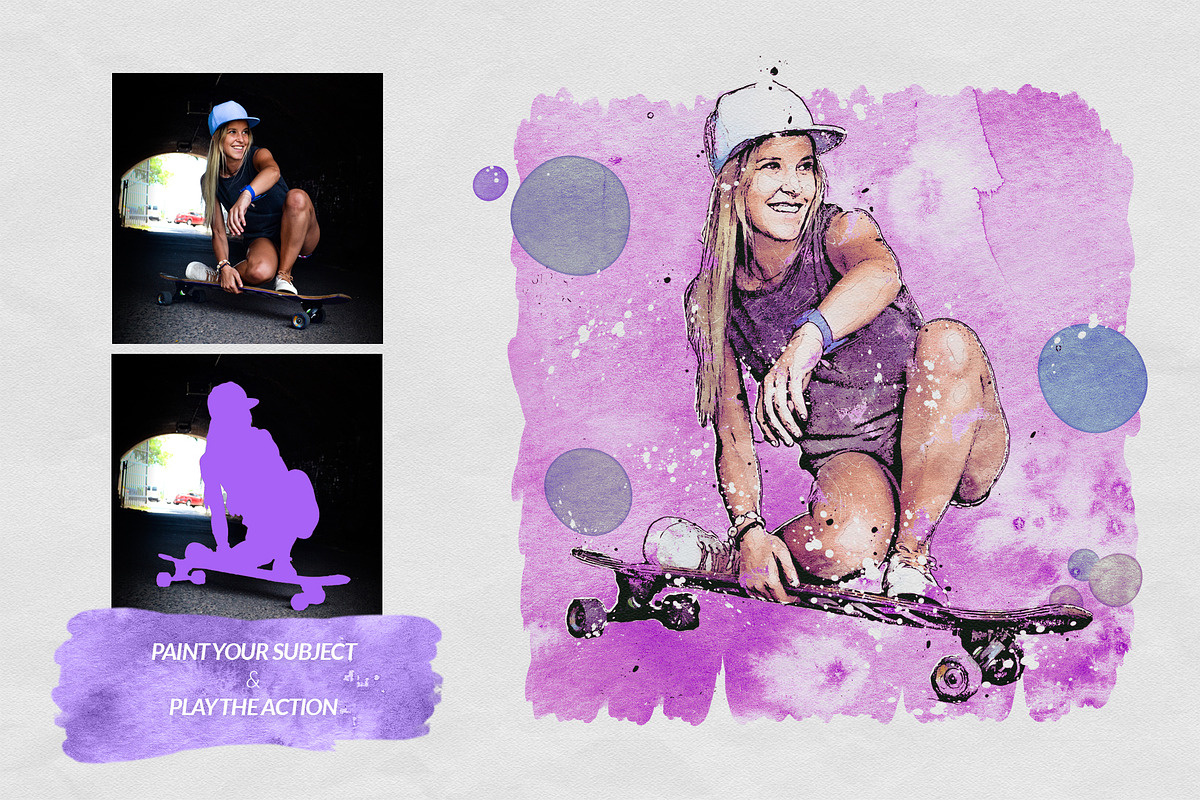 Watercolor Sketch Art, an Action Add-On by Mint Actions (Photo 2 of 12)