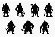 Dwarf Warrior Silhouette Clipart Set, a Person Illustration by Gfx Expert Team (Thumbnail 2 of 3)