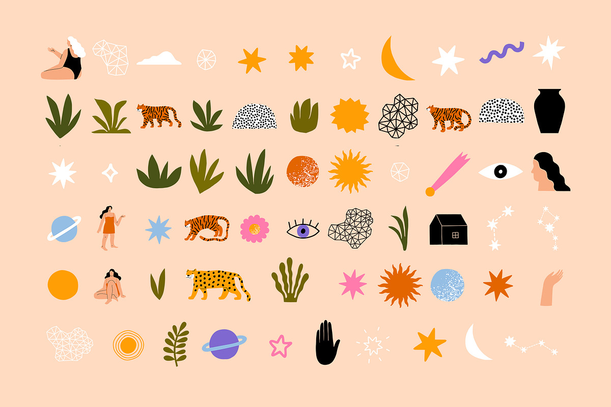 Moon Tiger Playful Graphics Bundle, an Illustration by Katerina Osa (Photo 12 of 13)