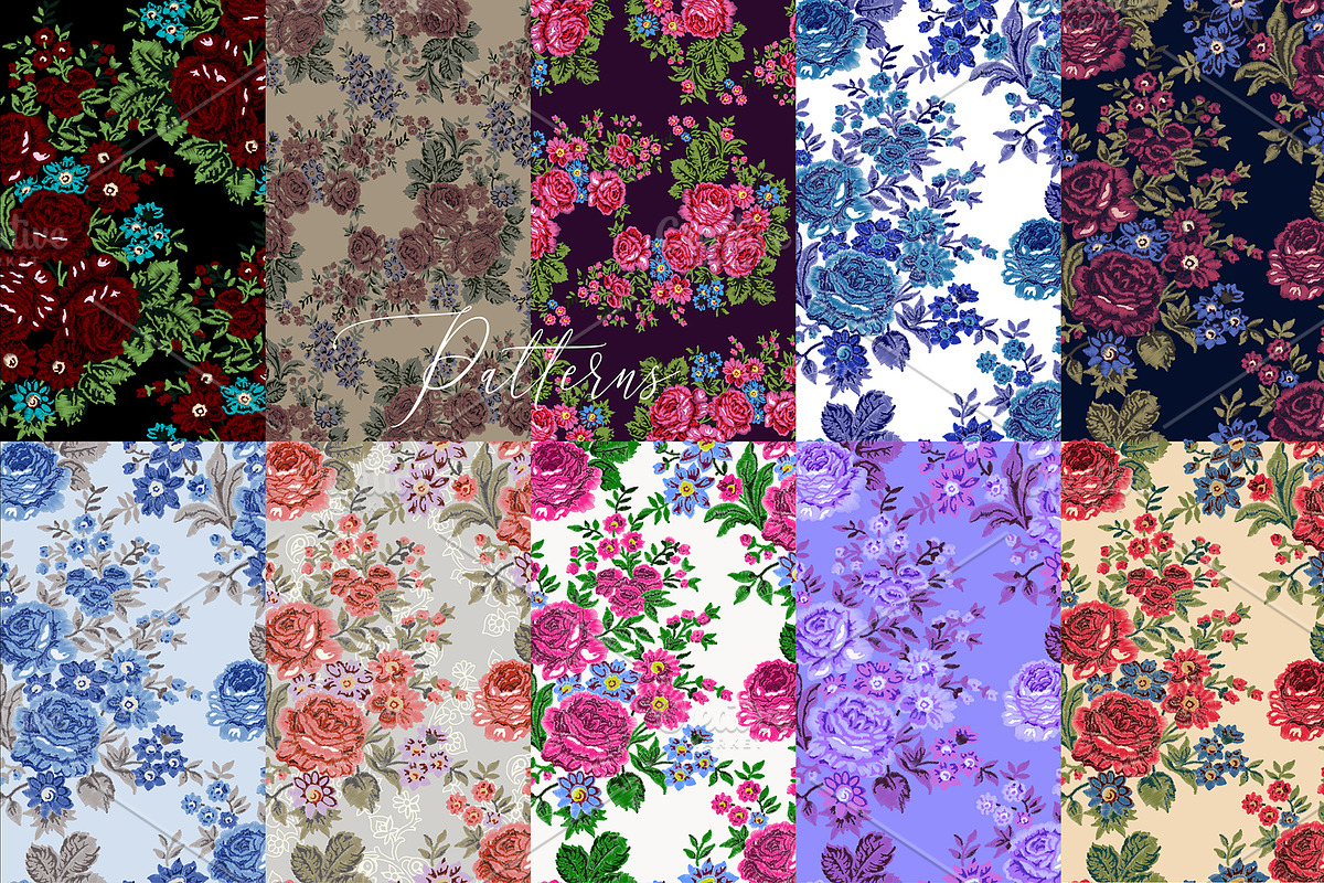 Vector embroidered roses, an Illustration by StabuLaRasa illustration (Photo 8 of 8)
