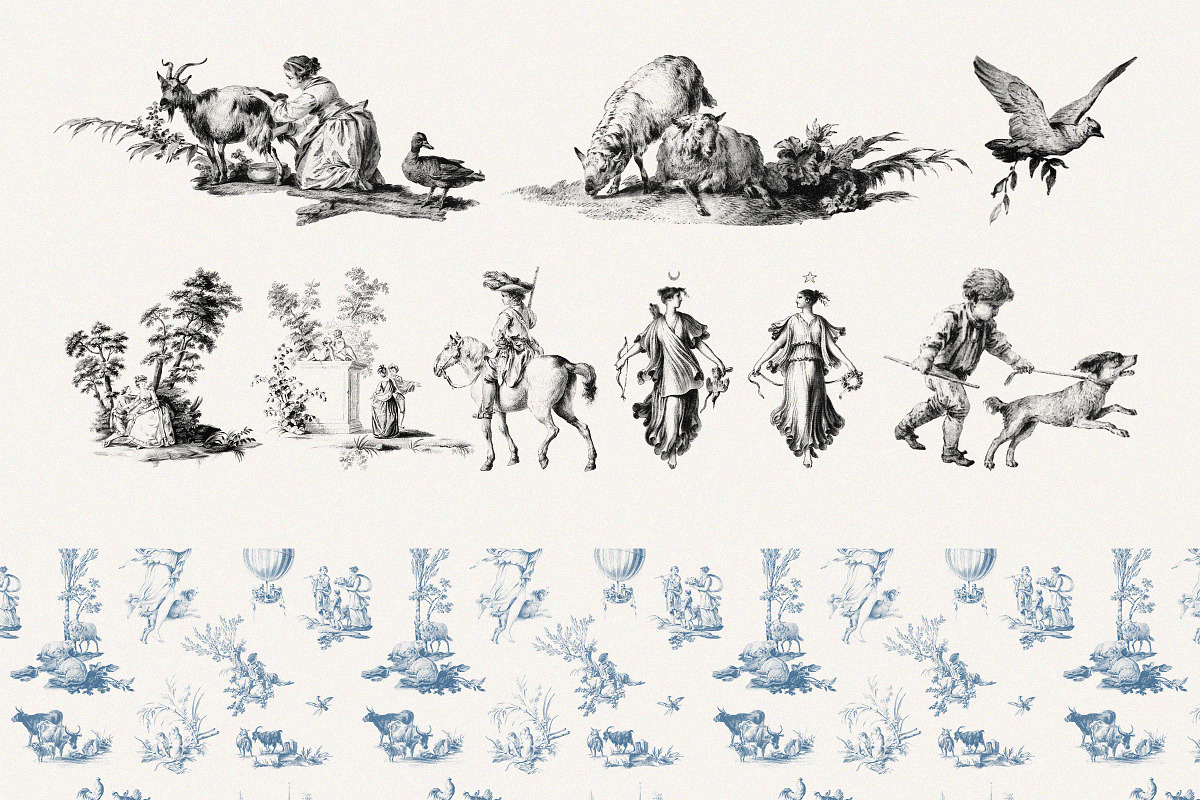 Toile De Jouy Design Collection, a Decorative Illustration by Century Library (Photo 14 of 17)