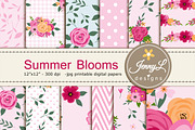 Floral Summer Pink Digital Paper, a Pattern Graphic by JennyL Designs (Thumbnail 1 of 5)