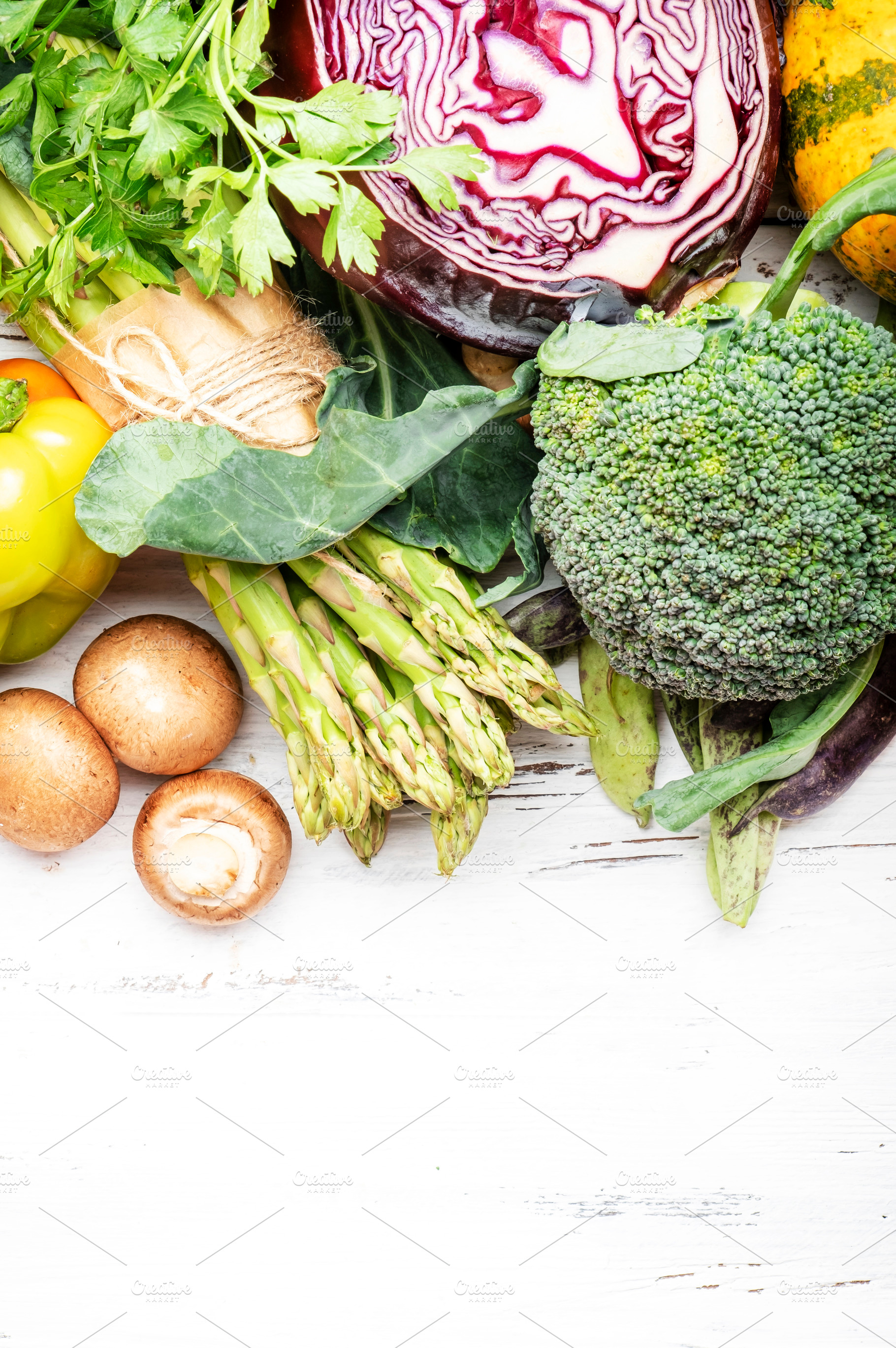 Autumn seasonal food, vegetarian cooking set. Organic vegetables, a Food & Drink Photo by 5PH