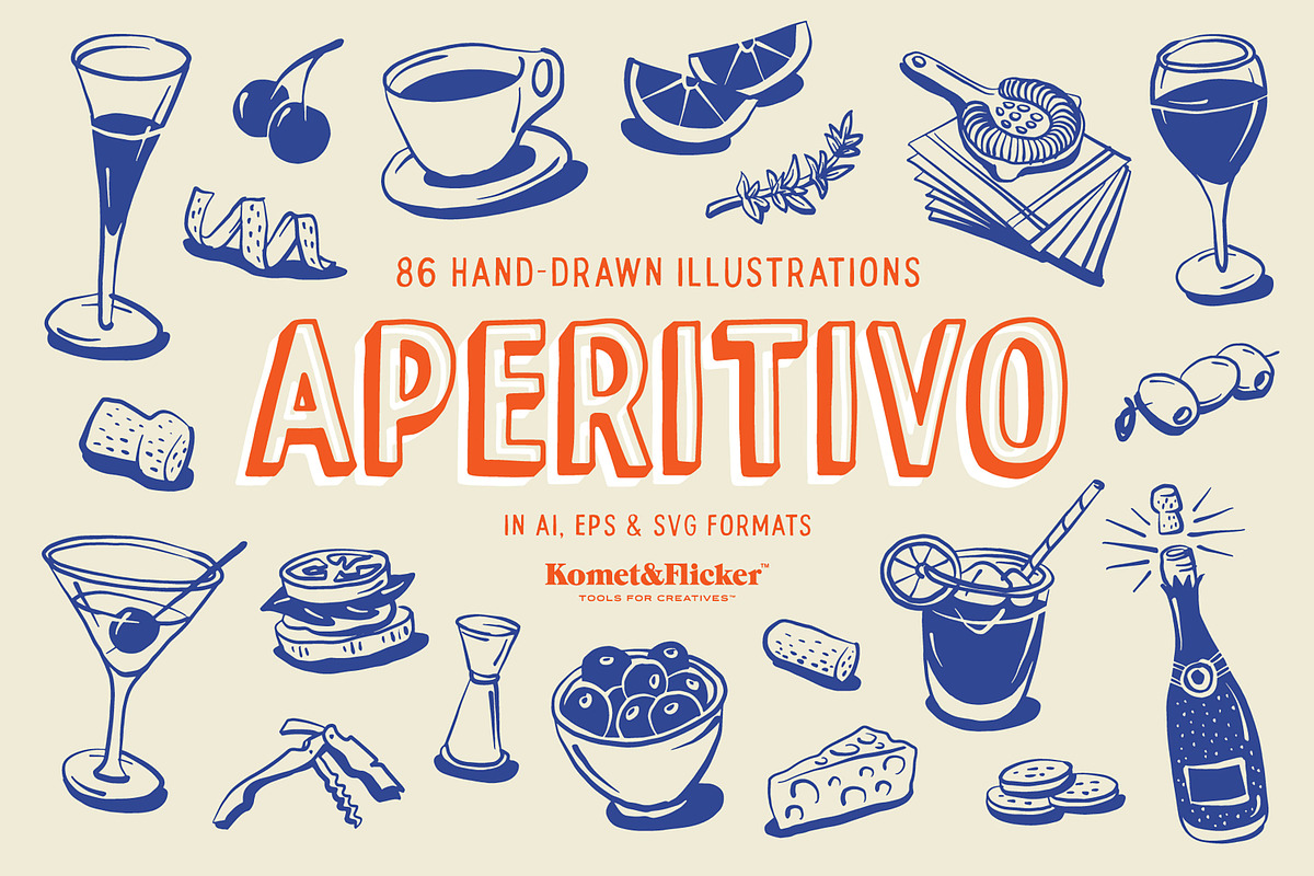 Aperitivo - Hand-drawn Illustrations, a Food Illustration by Komet & Flicker (Photo 1 of 7)