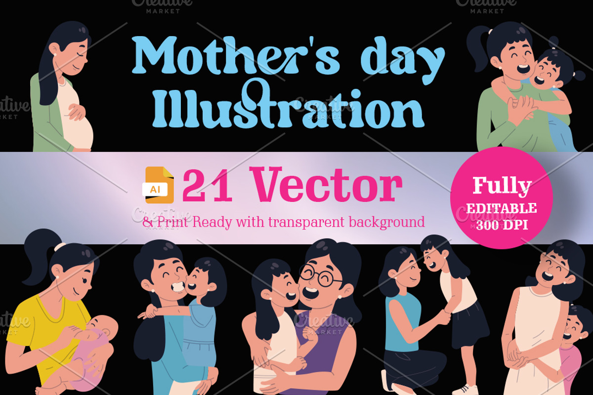 Mother’s Day 21 Vector illustration, a Seasonal Illustration by Peacock_design (Photo 1 of 8)