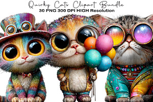 Quirky Cats Clipart Bundle, an Illustration by Black Bird Studio