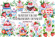 Strawberry Dessert Watercolor Clipar, a Seasonal Illustration by Daily.Designs (Thumbnail 1 of 5)