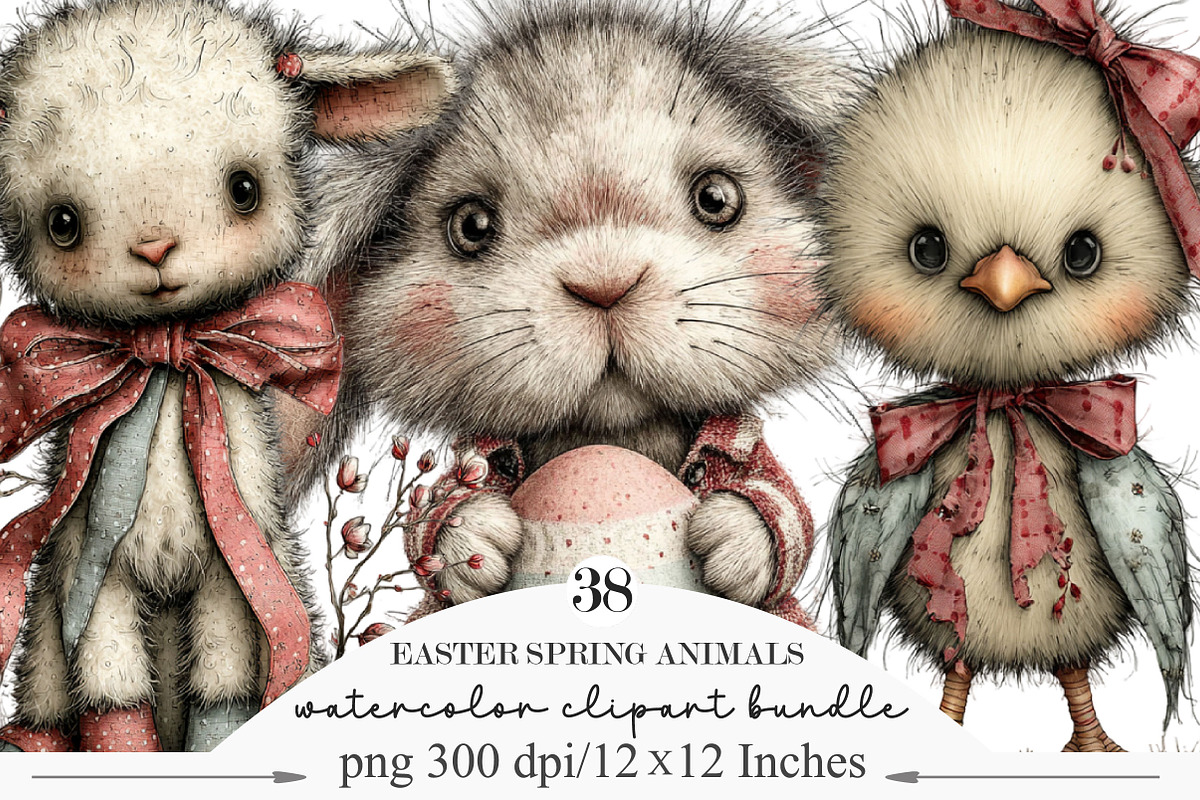 Easter Spring Animals Clipart, an Illustration by Designking (Photo 1 of 5)