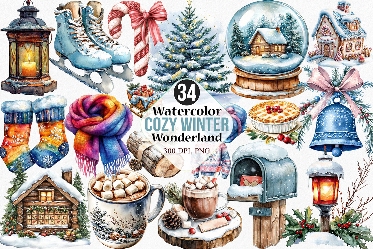 Watercolor Cozy Winter Wonderland, an Illustration by Canvas Craft (Photo 1 of 8)
