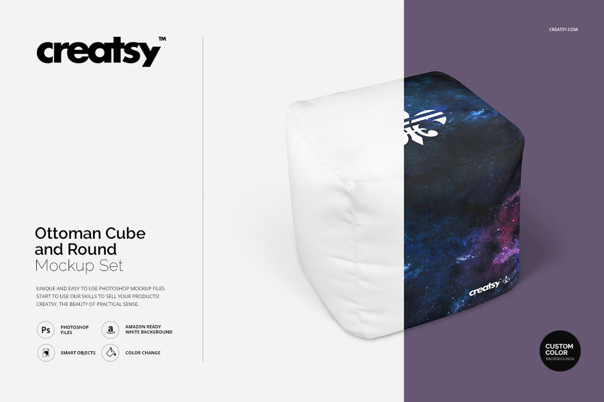 Ottoman Cube and Round Mockup Set, a Product Mockup by Creatsy (Photo 1 of 7)
