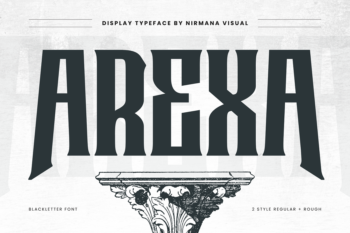 Arexa - Blackletter Logo Font, a Blackletter Font by Nirmana Visual (Photo 1 of 11)