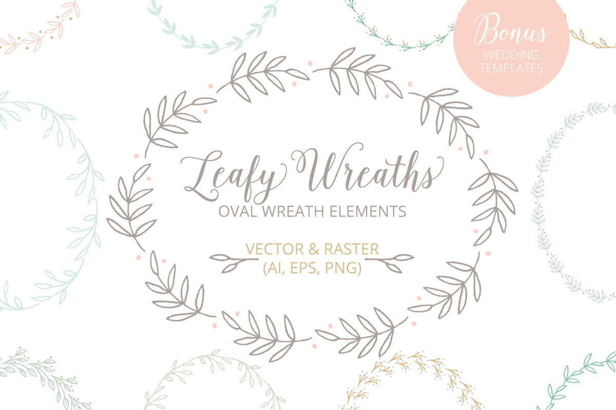 Oval Leaf Botanical Wreath Clip Art, an Illustration by k.becca (Photo 1 of 4)
