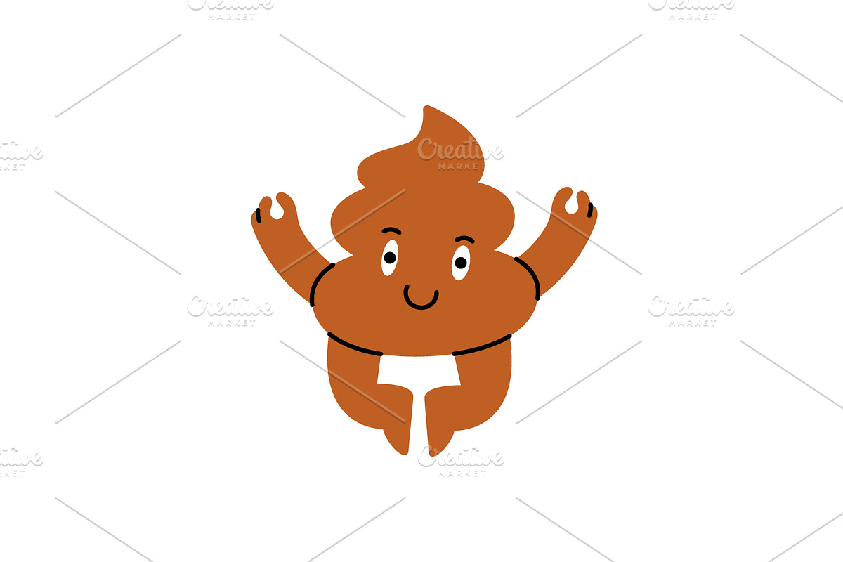 Cartoon poop character levitating in, an Illustration by GraphiShop