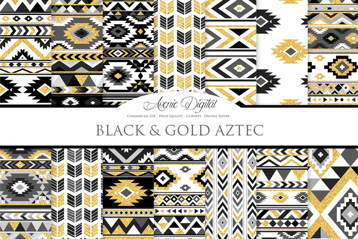 Black & Gold Boho Seamless Pattern, a Pattern Graphic by Avenie Digital (Photo 1 of 4)