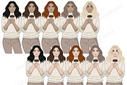 Cozy Season Girls Clipart, a Person Illustration by GlamArtZhanna (Thumbnail 3 of 5)