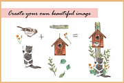 Birds & Cats-Watercolor Clipart, an Animal Illustration by VianneArt (Thumbnail 5 of 9)