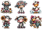 whimsical Funny Farm Animals Clipart, an Illustration by CraftArtStudio (Thumbnail 4 of 6)