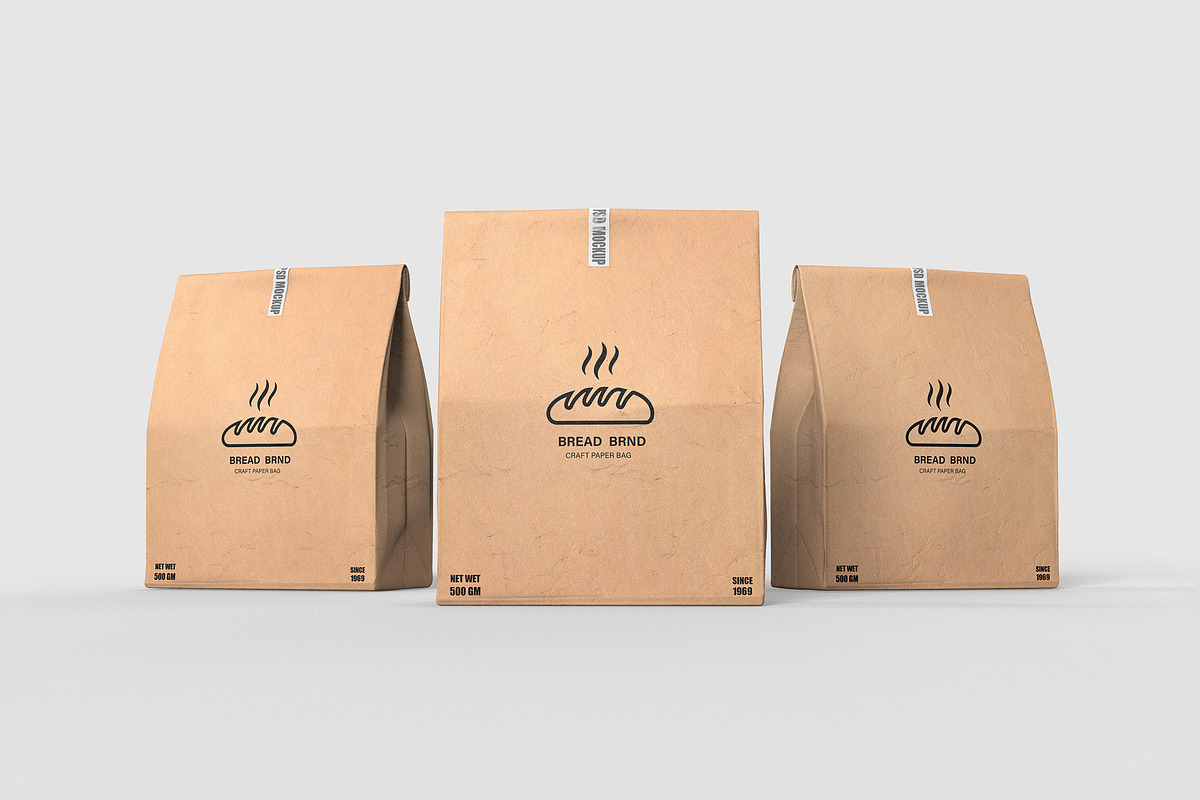 Kraft paper bag mockup for bread, a Cups & Container Mockup by Ram Studio LLC (Photo 4 of 10)
