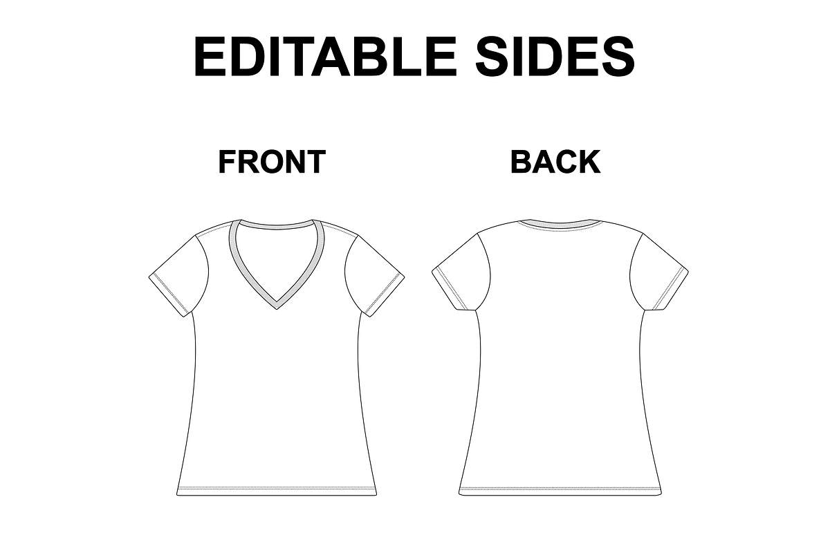 Woman V Neck Tshirt Vector Mockup, a Shirt Mockup by Infinity Mockups (Photo 2 of 8)
