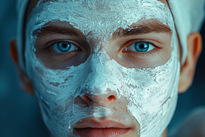Close-up of a young esthetic technologist person with a facial mask, showcasing, a Person Photo by Textures & Backgrounds