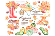 Autumn time watercolor set., a Seasonal Illustration by SabinaWatercolorArt (Thumbnail 1 of 16)