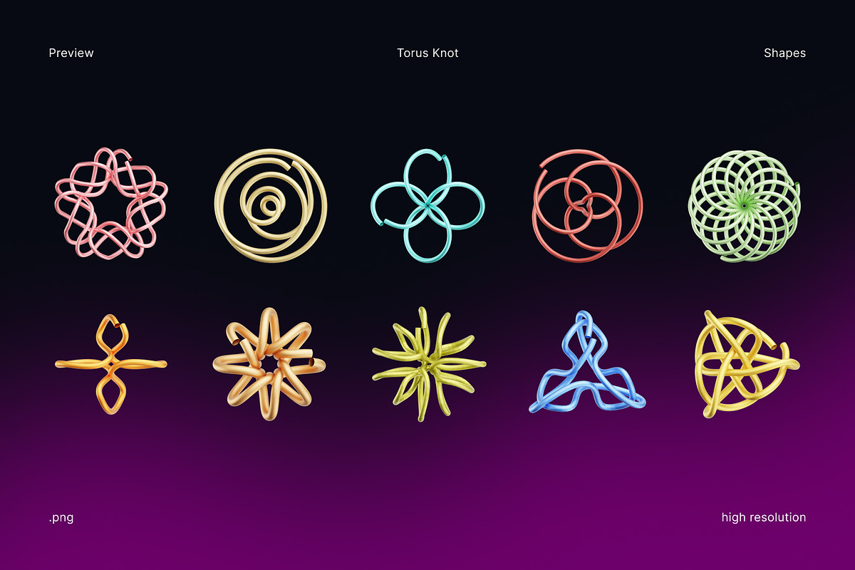 Torus Knot Colorful 3D Icon Set, an Object 3D Model by Eklip Studio (Photo 3 of 3)