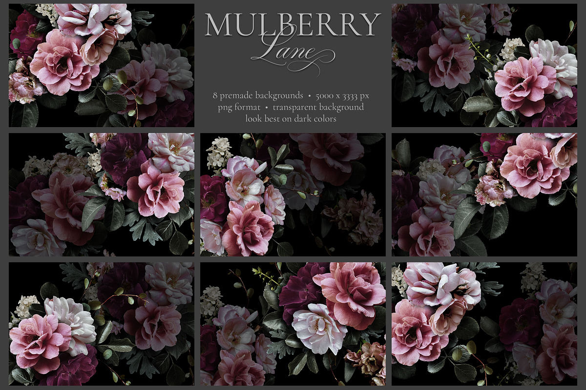 Mulberry Floral Clip Art Pattern Kit, an Object Graphic by Eclectic Anthology (Photo 5 of 17)