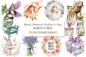 Hand-Painted Mother's Day Watercolor, a Seasonal Illustration by DreamArtGraphic