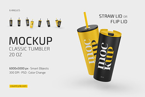 Straw/Flip Lid Tumbler 20 Oz Mockup