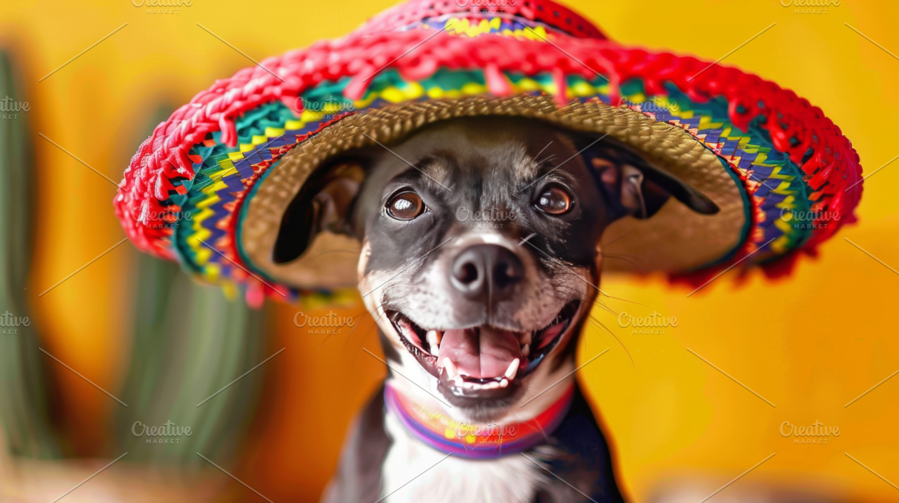 Cute Dogs in Colorful Sombreros, an Abstract Photo by Natalia Klenova's Shop