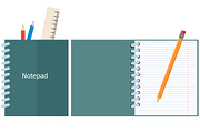 Notepad with pencil and ruler.vector, an Education Illustration by ...