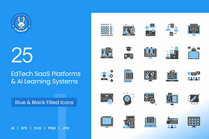 25 EdTech & AI Learning Icons