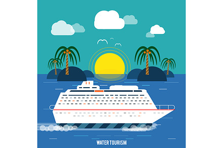 Cruise ship and clear blue water. preview 2