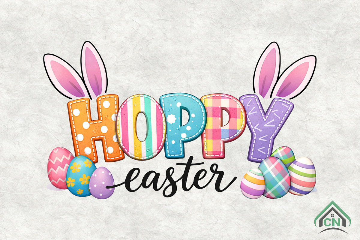 Hoppy Easter PNG, Easter Sublimation, an Illustration by Craft Nest (Photo 1 of 4)
